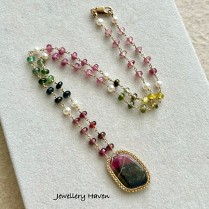 Watermelon tourmaline necklace