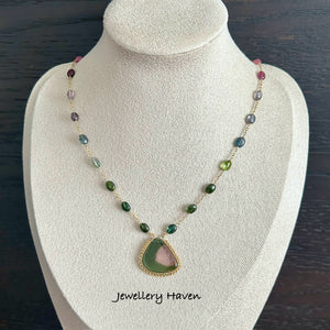 Watermelon tourmaline necklace