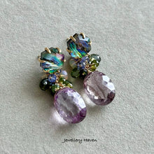 Load image into Gallery viewer, Pink amethyst and abalone shell studs earrings (detachable)
