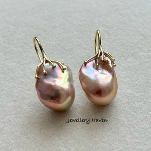 Metallic iridescent baroque pearl earrings #8