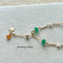 Load image into Gallery viewer, Green onyx and pearl bracelet 14k gold filled