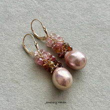 Load image into Gallery viewer, Edison pearl and tourmaline earrings