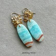Load image into Gallery viewer, Aragonite and champagne zircon earrings
