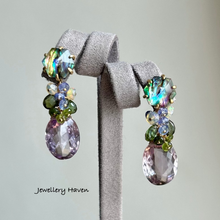 Load image into Gallery viewer, Pink amethyst and abalone shell studs earrings (detachable)