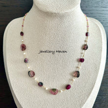 Carica l&#39;immagine nel visualizzatore di Gallery, Watermelon tourmaline and pearl necklace