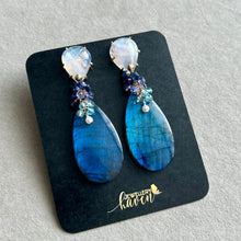 Laden Sie das Bild in den Galerie-Viewer, Reserved … Labradorite and moonstone studs earrings