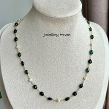 Load image into Gallery viewer, Green tourmaline and pearl necklace