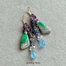Charger l'image dans la galerie, Variscite, aquamarine, amethyst, tourmaline earrings
