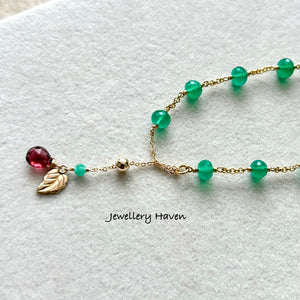 Green onyx bracelet 14k gold filled
