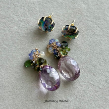 Load image into Gallery viewer, Pink amethyst and abalone shell studs earrings (detachable)