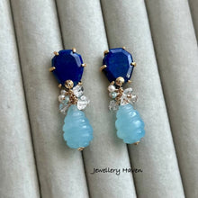 Load image into Gallery viewer, Lapis lazuli and aquamarine earrings