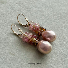 Load image into Gallery viewer, Edison pearl and tourmaline earrings
