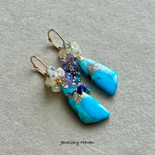 Carica l'immagine nel visualizzatore di Gallery, Turquoise, Ethiopian opal, tanzanite earrings