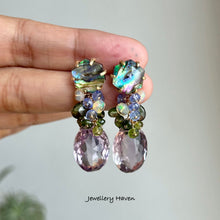 Load image into Gallery viewer, Pink amethyst and abalone shell studs earrings (detachable)