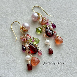 Summer blooms detachable pearl hook earrings