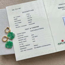 Cargar imagen en el visor de la galería, Certified apple green Type A Jadeite earrings