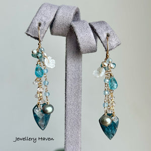 Teal moss kyanite earrings