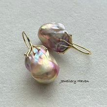 Load image into Gallery viewer, Metallic iridescent baroque pearl earrings #7