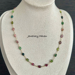 Ombre tourmaline and lustrous baroque pearl necklace