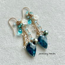 Load image into Gallery viewer, Teal moss kyanite earrings