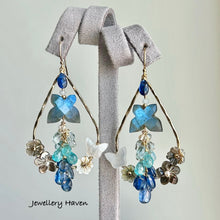 Cargar imagen en el visor de la galería, Labradorite butterfly chandelier earrings
