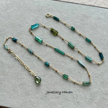 Load image into Gallery viewer, Teal, green, indicolite tourmaline necklace