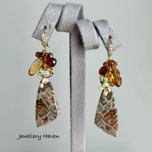 Load image into Gallery viewer, Druzy palm root agate earrings