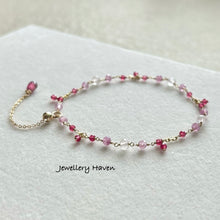 Cargar imagen en el visor de la galería, Pink tourmaline and rose quartz bracelet #2