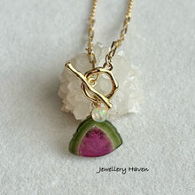 Cargar imagen en el visor de la galería, Reserved for E … Watermelon tourmaline toggle necklace