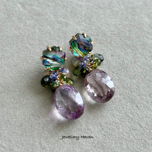 Load image into Gallery viewer, Pink amethyst and abalone shell studs earrings (detachable)