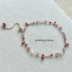 Pink tourmaline and rose quartz bracelet #2