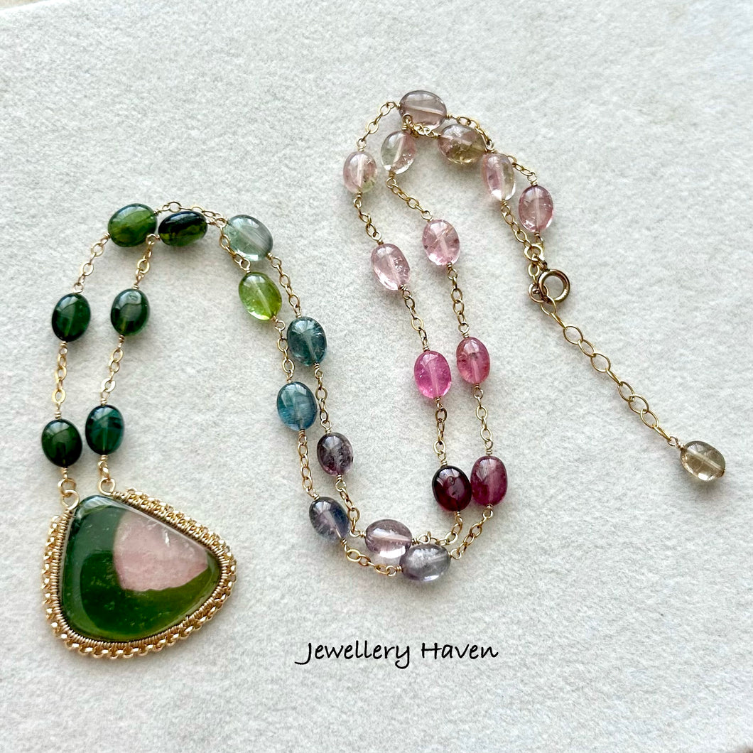 Watermelon tourmaline necklace