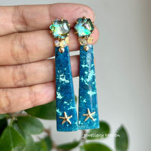 Charger l&#39;image dans la galerie, Abalone shell studs and shattuckite earrings (detachable dangle)