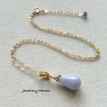 Load image into Gallery viewer, Certified Type A lavender Jadeite drop necklace