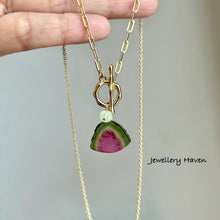 Load image into Gallery viewer, Reserved for E … Watermelon tourmaline toggle necklace