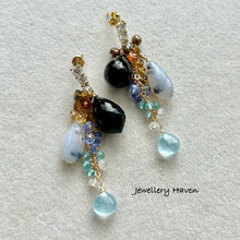 Load image into Gallery viewer, Dendritic opal, black spinel earrings