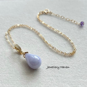 Certified Type A lavender Jadeite drop necklace
