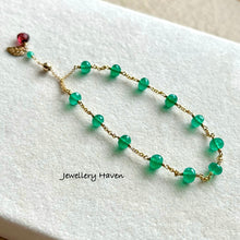 Load image into Gallery viewer, Green onyx bracelet 14k gold filled