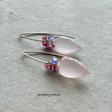 Cargar imagen en el visor de la galería, Rose quartz earrings (925 silver)