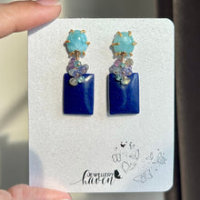 画像をギャラリービューアに読み込む, Lapis lazuli with larimar studs earrings