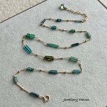 Load image into Gallery viewer, Teal, green, indicolite tourmaline necklace