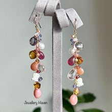 Load image into Gallery viewer, Golden citrine gems cluster earrings
