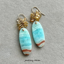 Load image into Gallery viewer, Aragonite and champagne zircon earrings