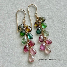 Load image into Gallery viewer, Tourmaline cascade earrings