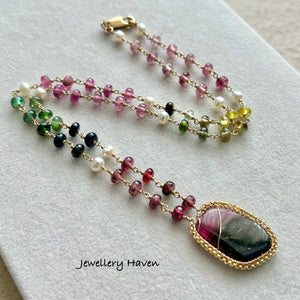 Watermelon tourmaline necklace