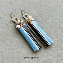 Carica l&#39;immagine nel visualizzatore di Gallery, Owyhee blue opal, Ethiopian opal, pearl and aquamarine earrings
