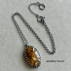 Star golden rutilated quartz pendant necklace