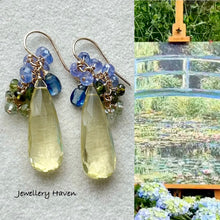 Load image into Gallery viewer, Elongated drop lemon quartz earrings