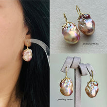 画像をギャラリービューアに読み込む, Metallic iridescent baroque pearl earrings #7