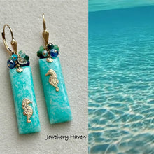 Load image into Gallery viewer, Amazonite seahorse earrings